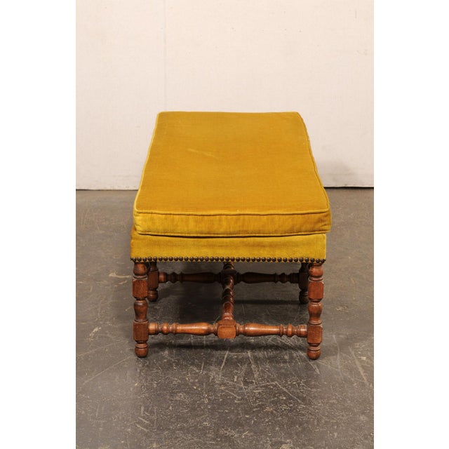Mid 20th Century French Upholstered 5 Ft Bench, Mid 20th C. For Sale - Image 5 of 11