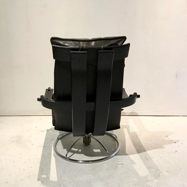 Black Swedish Leather Lounge Chair by Åke Fribytter for Nelo Möbel, 1970s For Sale - Image 8 of 11