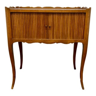 Vintage Country French Louis XV Tambour Bedside Side Table For Sale