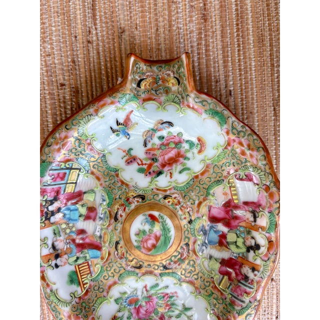 A beautiful and increasingly hard-to-find pair of 19th century Chinese Export Rose Medallion shrimp dishes, richly...