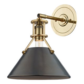 Hudson Valley Lighting Mark D. Sikes Metal No.2 1-Light Wall Sconce, Aged/Antique Distressed Bronze For Sale