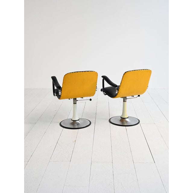 1970s Swivel Armchairs in Skai and Steel, 1970s, Set of 2 For Sale - Image 5 of 14