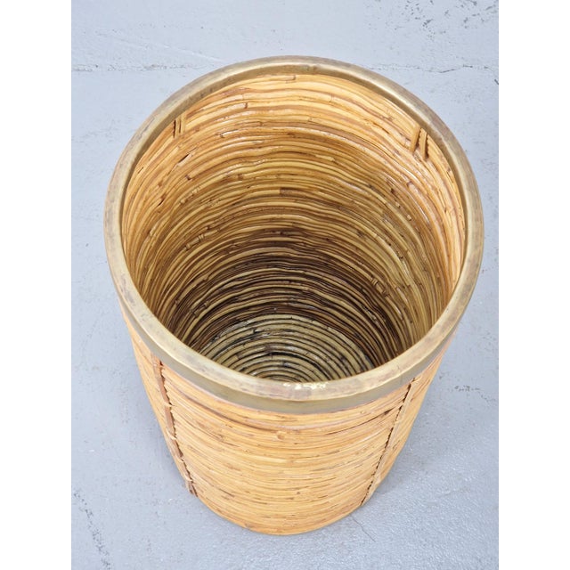 1970s Vintage Bamboo and Brass Umbrella Stand, Italy, 1970s For Sale - Image 5 of 6