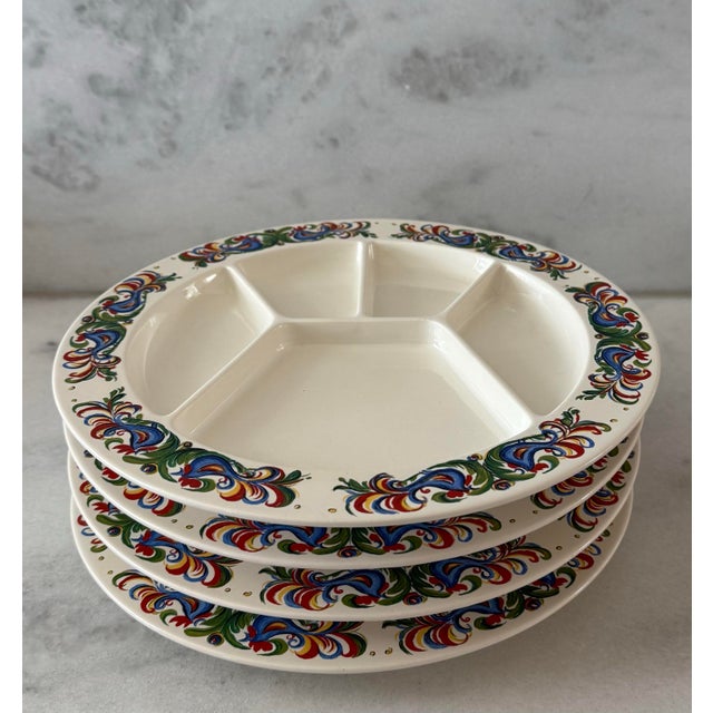Set of 4 Vintage Villeroy and Boch Divided Fondue Plates For Sale In Austin - Image 6 of 11