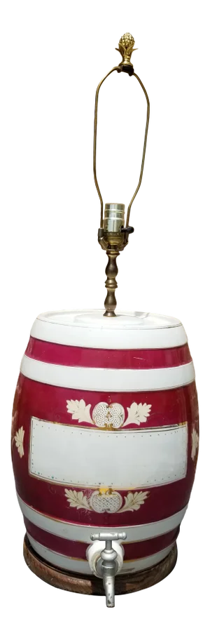 Mid 19th Century English Porcelain Spirit Barrel Lamp