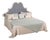 Italian Upholstered King Headboard With Antique White Finish For Sale