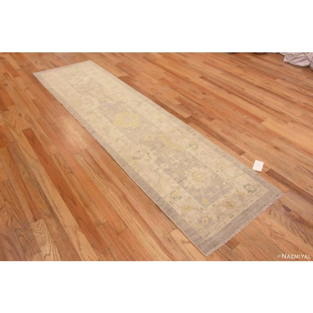 Beautiful Warm Decorative Neutral Grey Background Color Tribal Design Modern Turkish Oushak Design Hallway Runner Rug,...