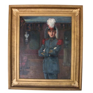 Early 20th Century Antique C Tertiaux "Boy From Academy" Oil on Canvas Painting For Sale