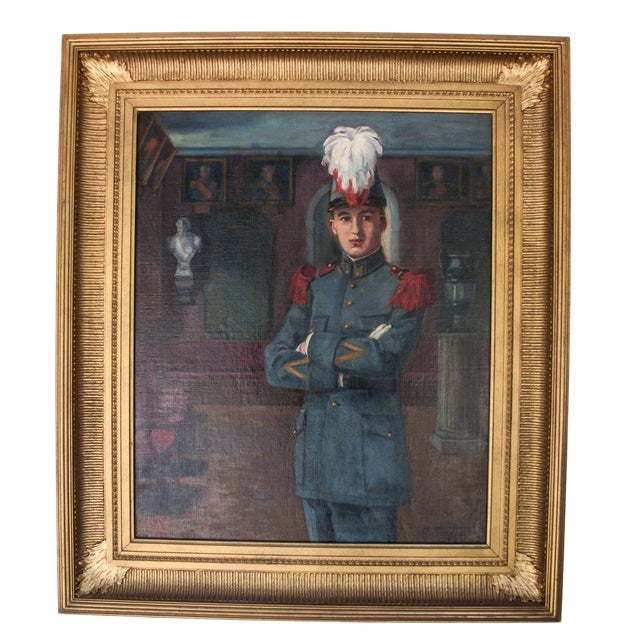 Early 20th Century Antique C Tertiaux "Boy From Academy" Oil on Canvas Painting For Sale