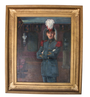 Early 20th Century Antique C Tertiaux "Boy From Academy" Oil on Canvas Painting