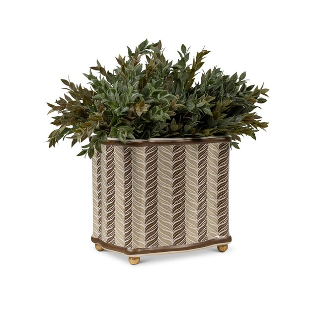 Name: Acanthus Stripe Mocha Planter Size: 8.5"H x 9"W x 7"D Acanthus Stripe is created from inspiration of the Henry...