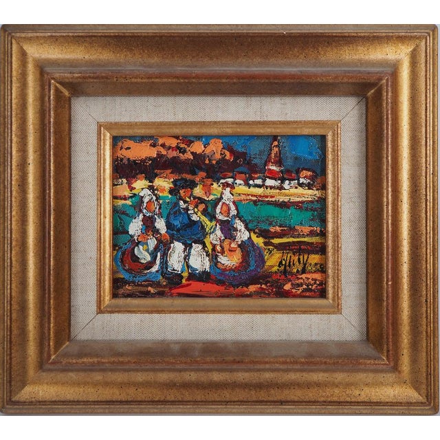 Modern Henry Maurice d'Anty, Breton Women and Musician, Oil on Canvas For Sale - Image 3 of 8