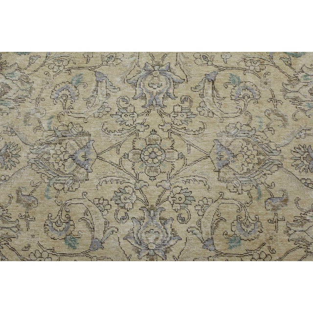Textile Tabriz Rug 9’2” X 10’8” Beige Wool Vintage Distressed Hand-Knotted Carpet For Sale - Image 7 of 15