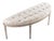 Louis Demilune Curve Tufted Bench - Natural Linen / Stained Oak Frame For Sale