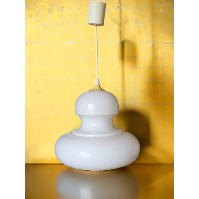 White Opaline Glass Pendant Light, 1970s For Sale - Image 8 of 8