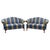 Blue and Golden Striped Damask Upholstered Sofas, 1980, Set of 2 For Sale - Image 6 of 6