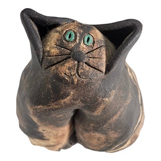 Studio Art Brown Ceramic Cat Bell For Sale