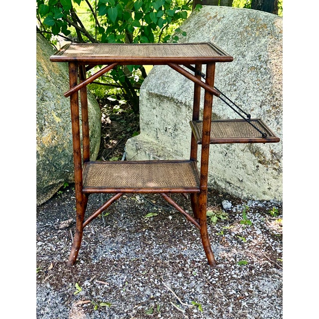 English Tortoise Shell Bamboo Side Table, Circa 1920 For Sale In Chicago - Image 6 of 7