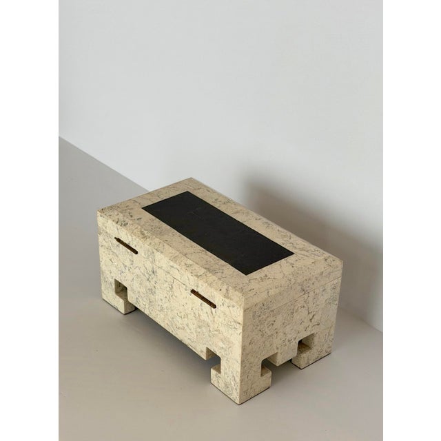 1980s Art Deco Revival Tessellated Stone & Greek Key Feet Box For Sale - Image 9 of 9