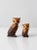 This pair of mid 20th century owl figurines is crafted in chalkware, featuring strong sculptural lines and vibrant...