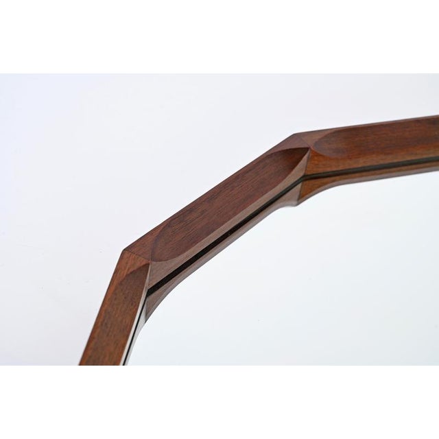 Mid-Century Italian Dodecagonal Teak Mirror attributed to Dino Cavalli, Italy, 1960s For Sale - Image 6 of 14