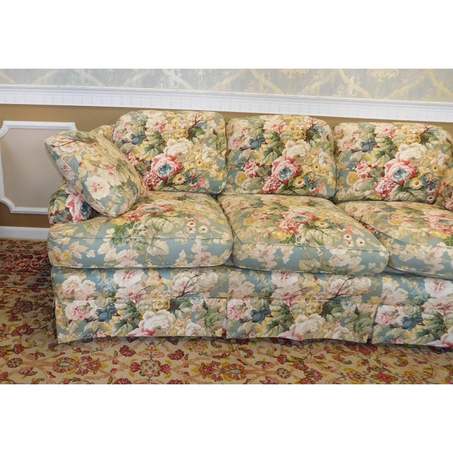 1980s Contemporary Overstuffed Upholstered Floral Sherrill Furniture