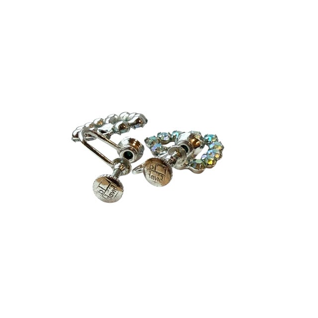 B David Aurora Borealis Rhinestone Earrings Necklace Heart Set Marked Sterling - 3 Pieces For Sale - Image 4 of 11
