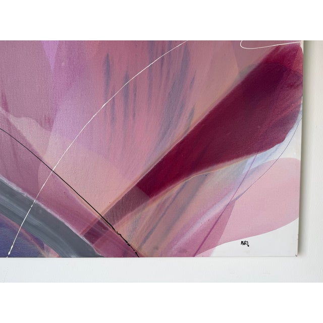 Large 1980s Vintage Marj Expressionist Abstract Acrylic on Canvas Painting – Unframed For Sale - Image 9 of 12