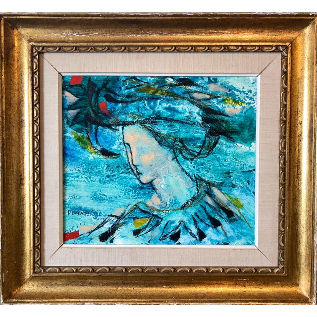 Lazzaro Donati, Italian Modernist Surrealist Lady With a Hat Oil Painting, Signora dal Cappello, 1969 For Sale