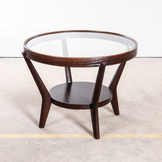 Brown Round Glass Occasional Table by Kozelka and Kropacek for Interieur Praha, 1950s For Sale - Image 8 of 8