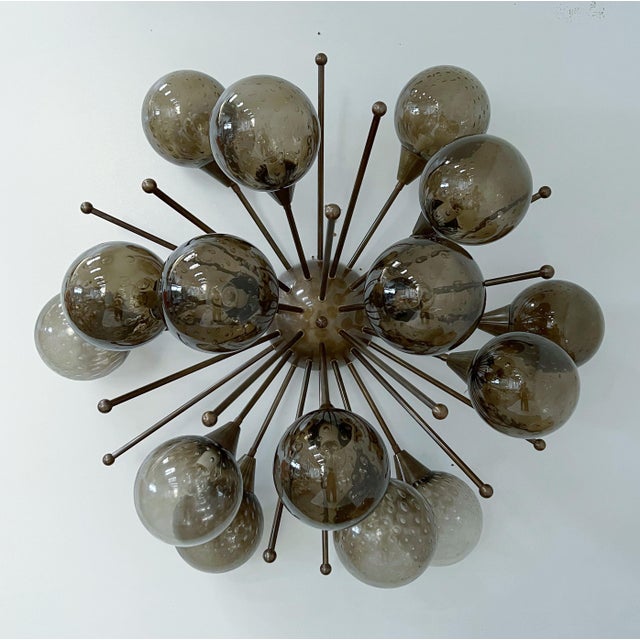 Not Yet Made - Made To Order 21st Century Mezzo Bronze Smoky Bubbles Murano Flush Mount by Fabio LTD For Sale - Image 5 of 10