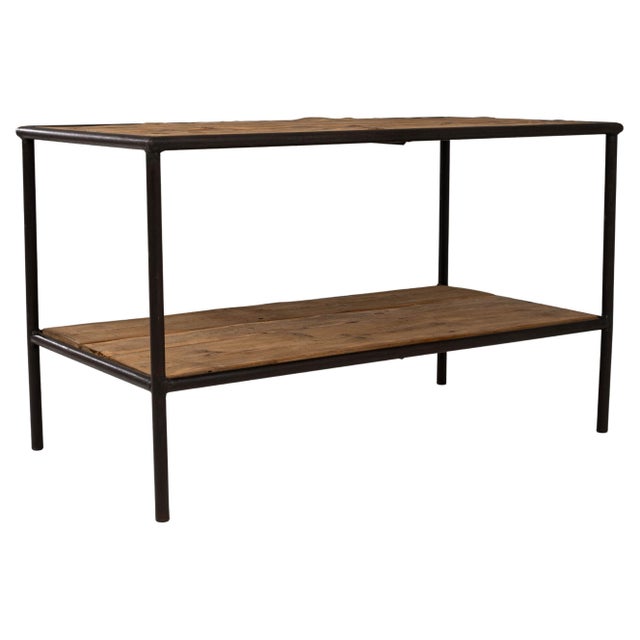 20th Century French Industrial Wooden Table On Metal Base For Sale - Image 9 of 18