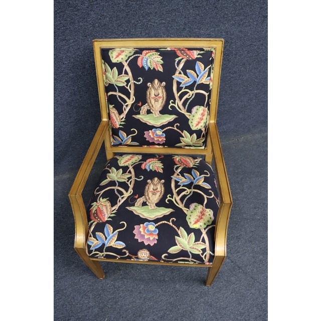 Stickley Fine Upholstery Gilt Lounge Chair in Brunschwig & Fils Les Touches Bengal Fabric For Sale In Philadelphia - Image 6 of 15