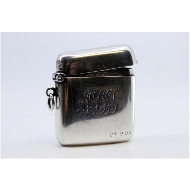 Silver Matchbox with Hinged Lid and Hanging Ring For Sale - Image 3 of 9