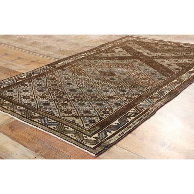 Textile Antique-Worn Persian Hamadan Rug - 04'02 X 07'00 For Sale - Image 7 of 9