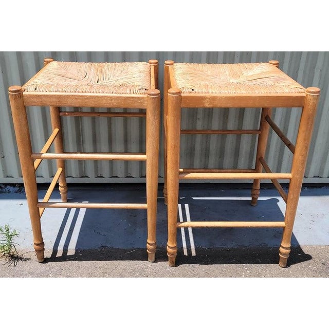 Rustic Mid Century Hand Made Bar Stools- Set of 2 For Sale - Image 3 of 11