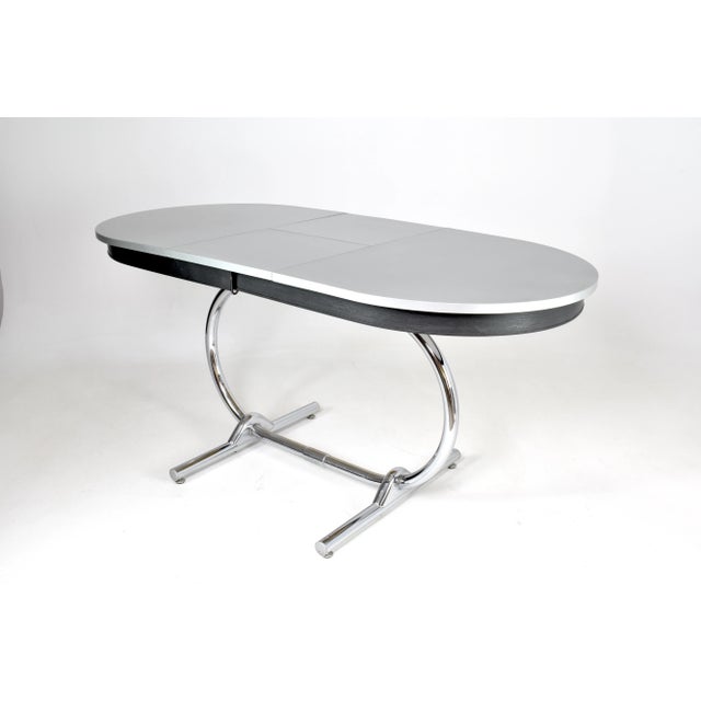 Mid-Century Modern 1960s French Extendable Kitchen Formica and Chrome Dining Table For Sale - Image 3 of 12