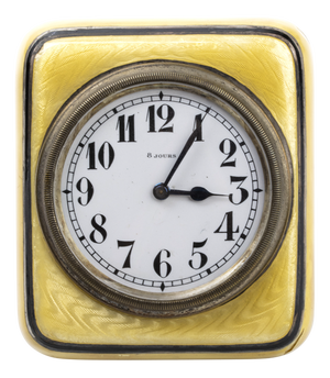 Art Deco Table Clock with Enamels from Huitaine, 1930s