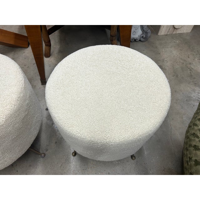 1950s Pair of Italian Modern Ottomans With Brass Legs | Chairish