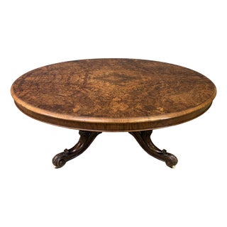 Large Victorian Burr Walnut Coffee Table, 1875 For Sale