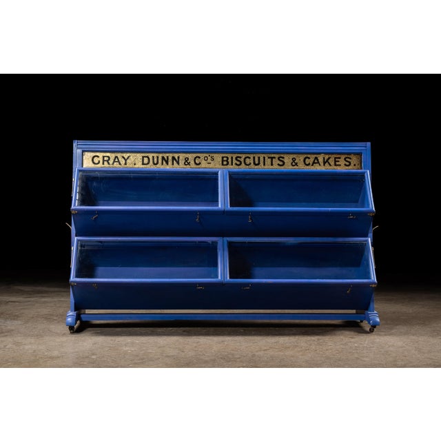 Antique Gray, Dunn & Co. Bakery Display Case in Blue For Sale - Image 4 of 14