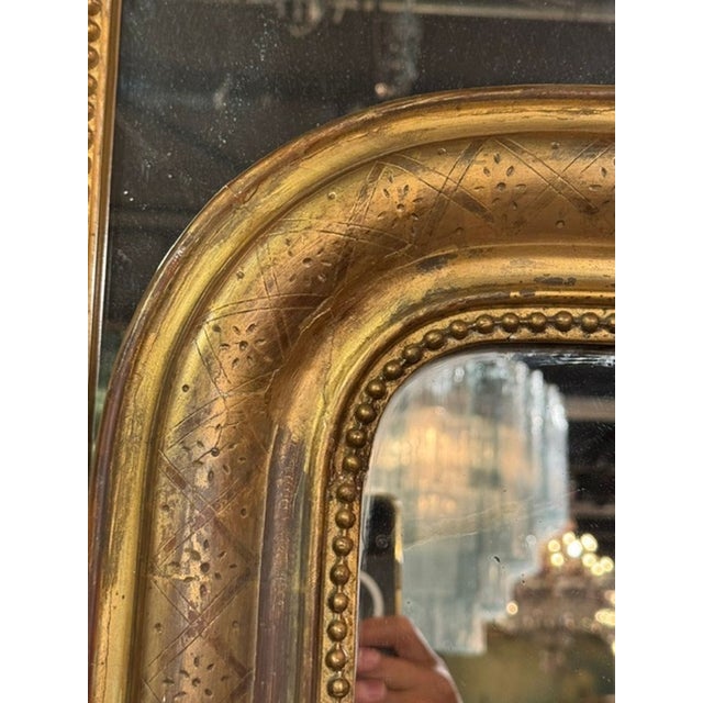 Wood 19th C. French Louis Philippe Mirror With X Pattern Frame For Sale - Image 7 of 10