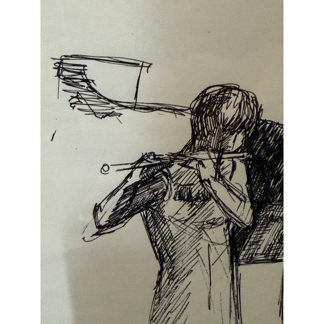 1960s "Flutist", Drawing by Joan Carl Strauss For Sale - Image 5 of 7