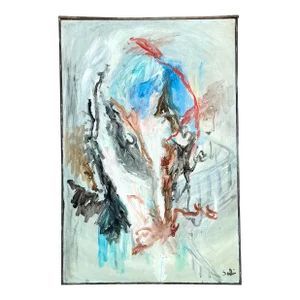 Vintage Boho Original Abstract Oil Painting on Canvas