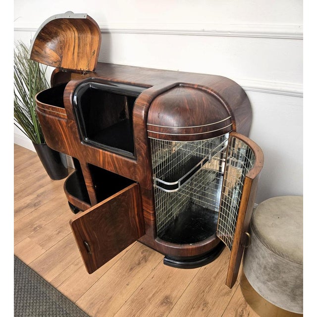 Italian Art Deco Walnut Burl and Mirror Mosaic Dry Bar Cabinet by Paolo Buffa, 1940s For Sale - Image 9 of 10
