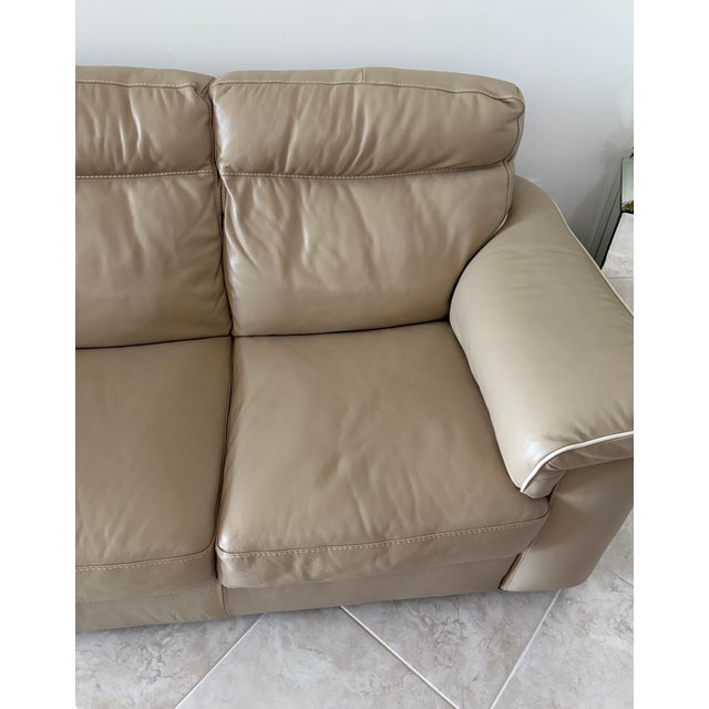 Contemporary Natuzzi Editions Mocha Colored Leather Sofa For Sale - Image 3 of 11