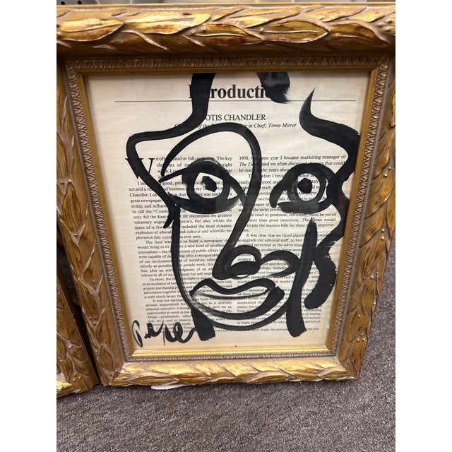 Peter Keil 1970s Peter Keil Abstract Painting Pair on Newsprint For Sale - Image 4 of 7