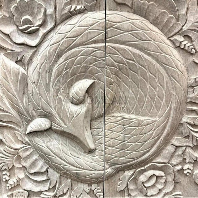 White Nayven Tall Cabinet With Sleeping Fox Design by Loomlan For Sale - Image 8 of 11