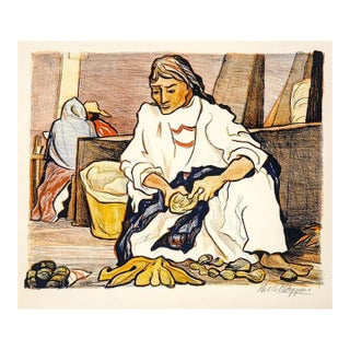 1947 Pablo O'Higgins Mexican Market Lithograph For Sale