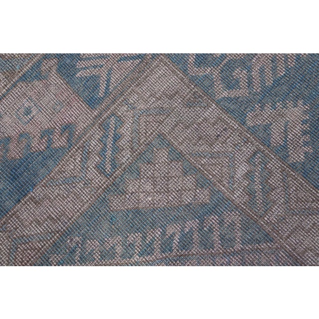 Mid 20th Century Vintage Turkish Oushak Rug in Blue With All-Over Geometric Design in Gray & Blue For Sale - Image 11 of 11